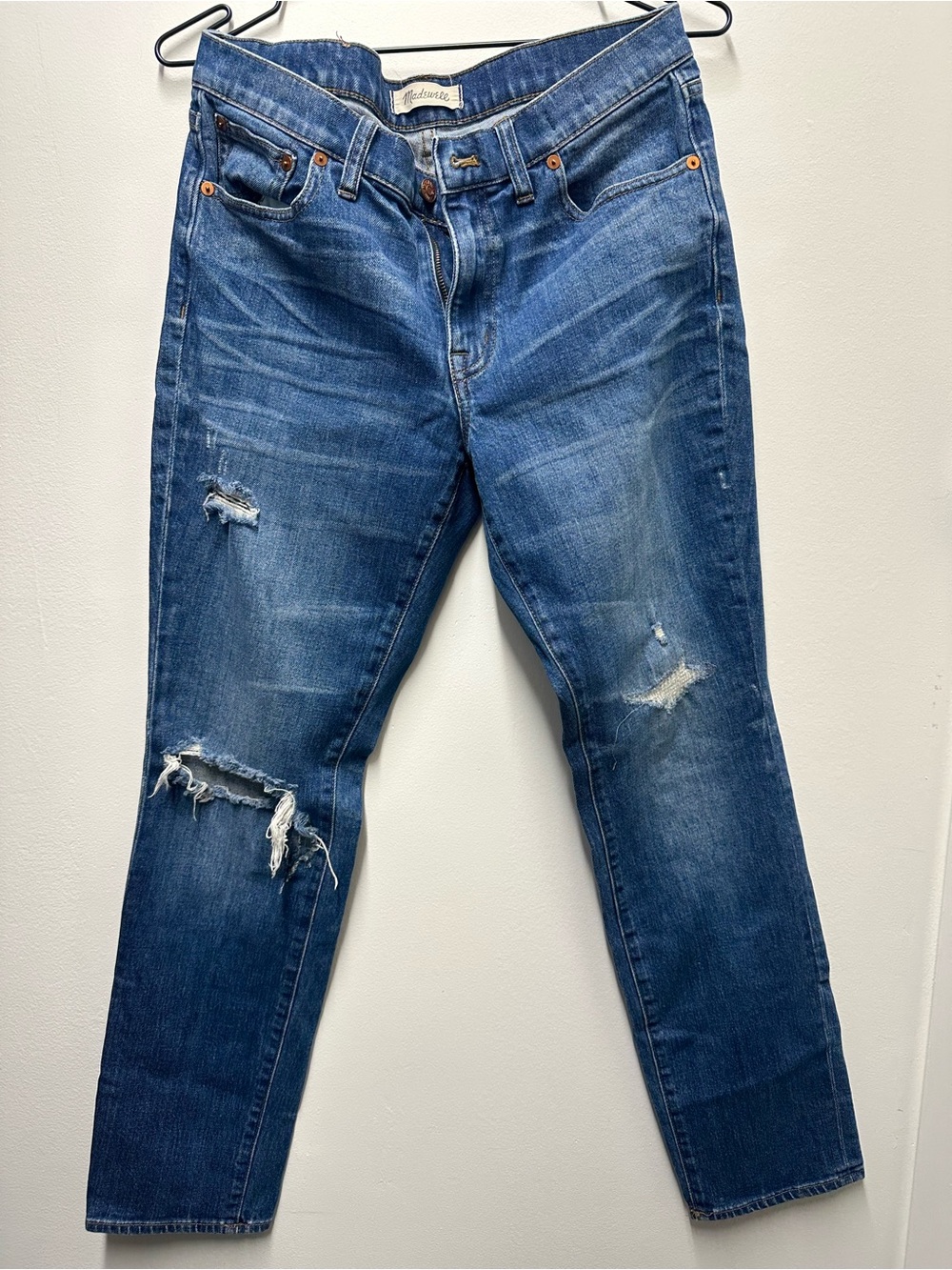 Madewell Distressed Blue Boyfriend Jeans